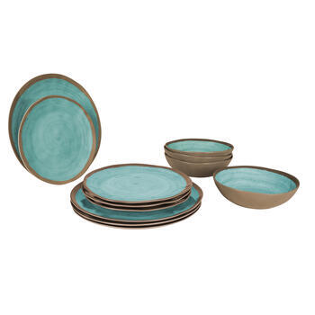 BRUNNER Set Vaisselle Camping 12 Pièces Pour 4 Personnes - Midday Venetian - Mélamine Stone Touch Antidérapante Haute Qualité